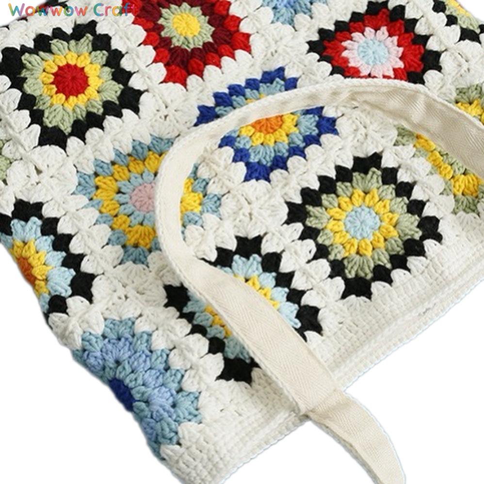 Shoulder Bags,Totes,Handmade Crochet Bags,White Mocha Color Granny Square Tote crocheted with Snow Fairy Yarn - Beautiful Hand-Crocheted Shoulder Bag